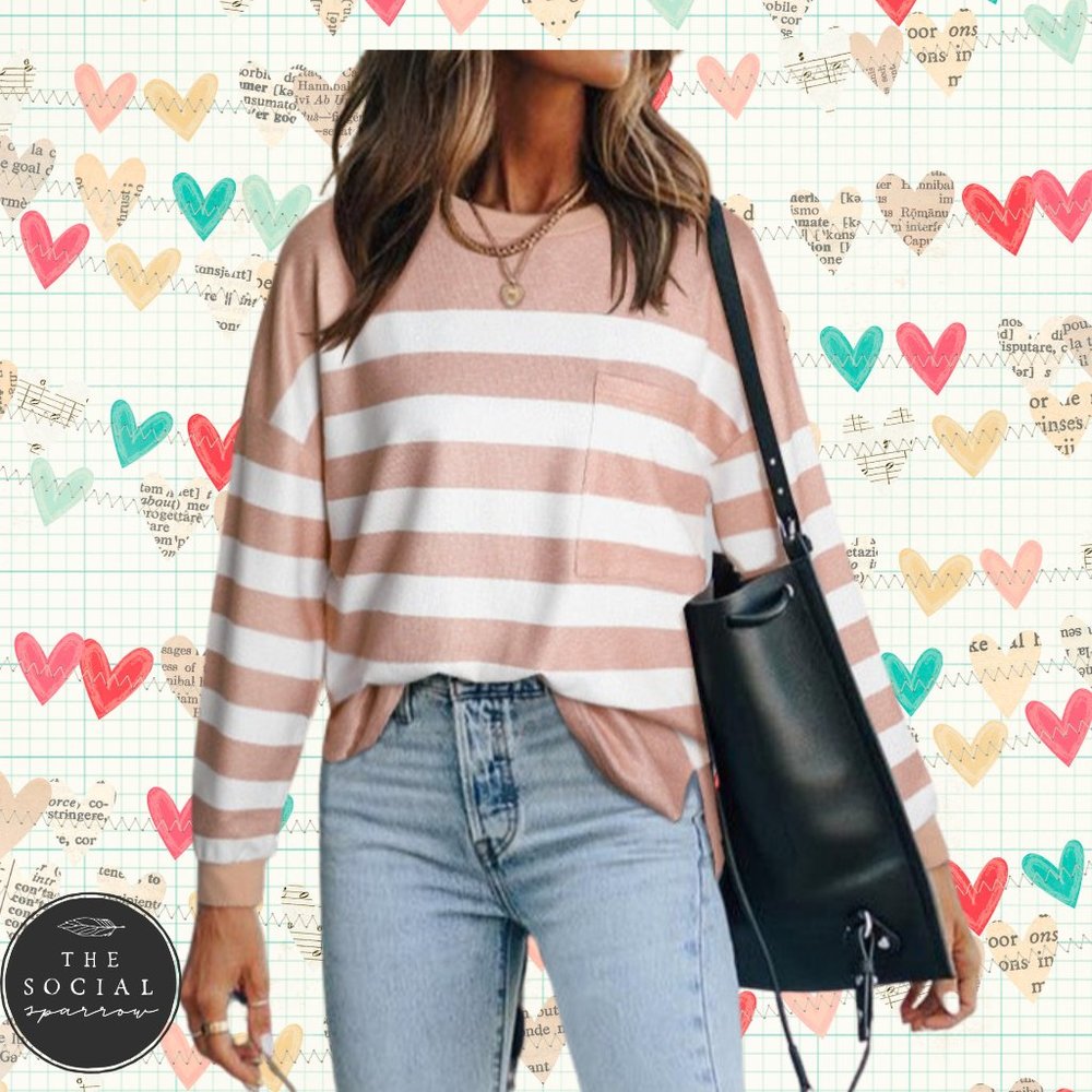 Peach Stripe Long Sleeve